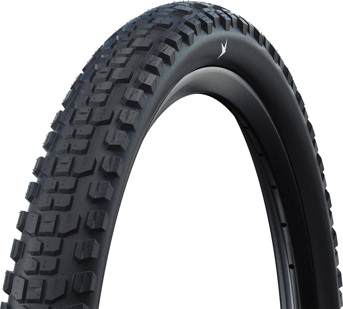 Schwalbe hybrid Johnny Watts tubeless tyre showing its rugged tread design for optimal grip and performance.