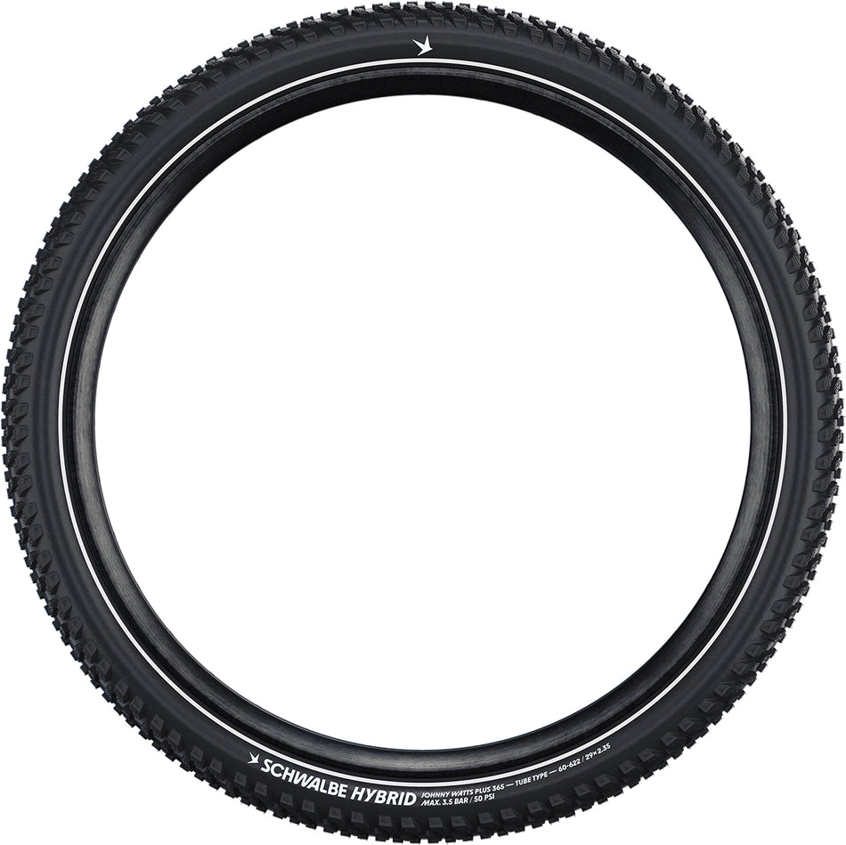 Schwalbe Hybrid Johnny Watts Plus 365 Folding MTB Tyre, ideal SUV e-bike folding tyre for year-round performance.