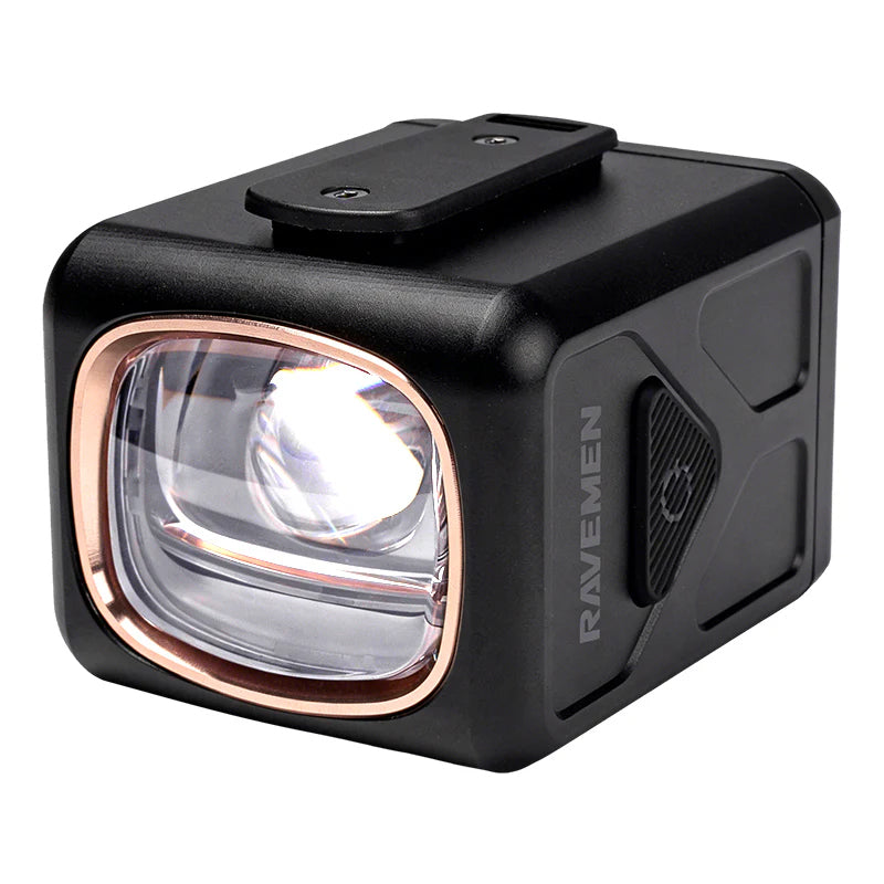 Ravemen UR1700 1700 lumens rechargeable bike light front view with sleek design and robust features.