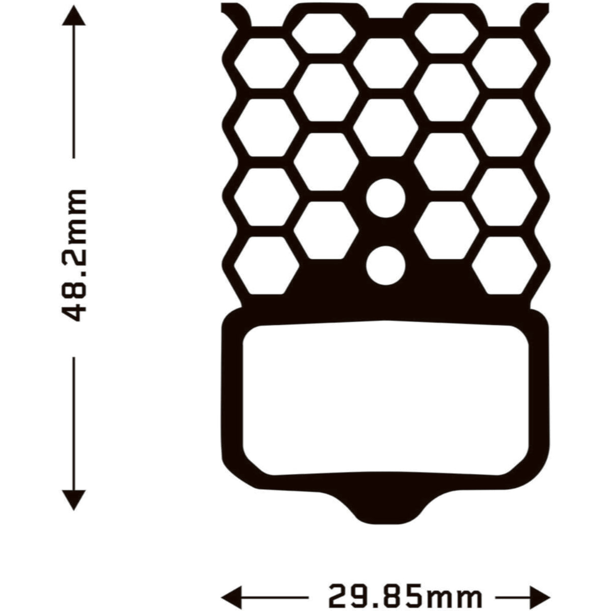 Aztec HexVent Disc Brake Pads for Avid Exilir disc brake pads dimensions 48.2mm height and 29.85mm width.
