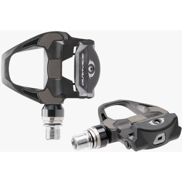 Shimano Dura-Ace SPD SL carbon road pedals showcasing a lightweight carbon design for high performance racing.