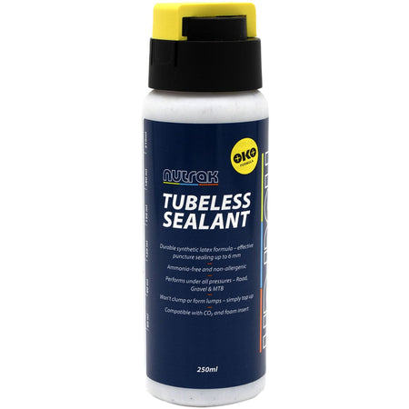 Nutrak Tubeless Bicycle Tyre Sealant bottle for puncture protection in road, gravel, and mountain bikes.