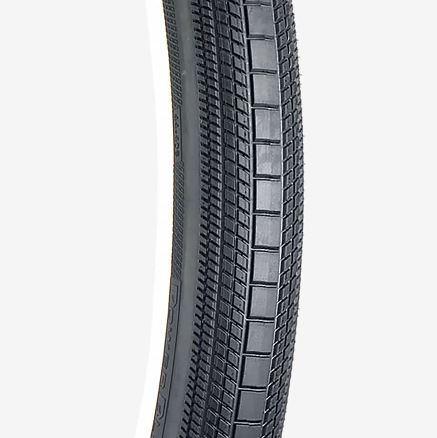 Tioga Powerblock 20 inch BMX wired tyre showcasing its sleek design and textured tread pattern for optimal performance.