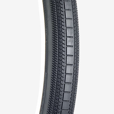Tioga Powerblock 20 inch BMX wired tyre showcasing its sleek design and textured tread pattern for optimal performance.