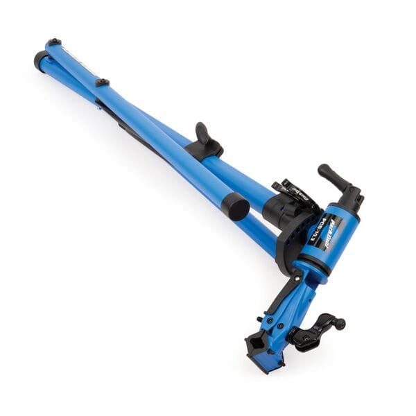Park Tool PCS-10.3 deluxe home mechanic bike stand with blue frame and adjustable clamp features