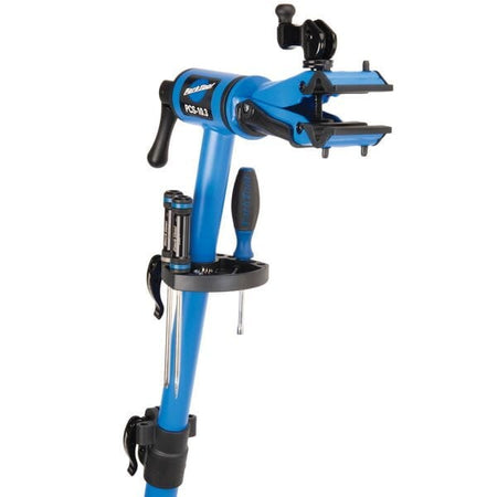 Park Tool PCS-10.3 deluxe home mechanic bike stand with adjustable clamp design and height features.