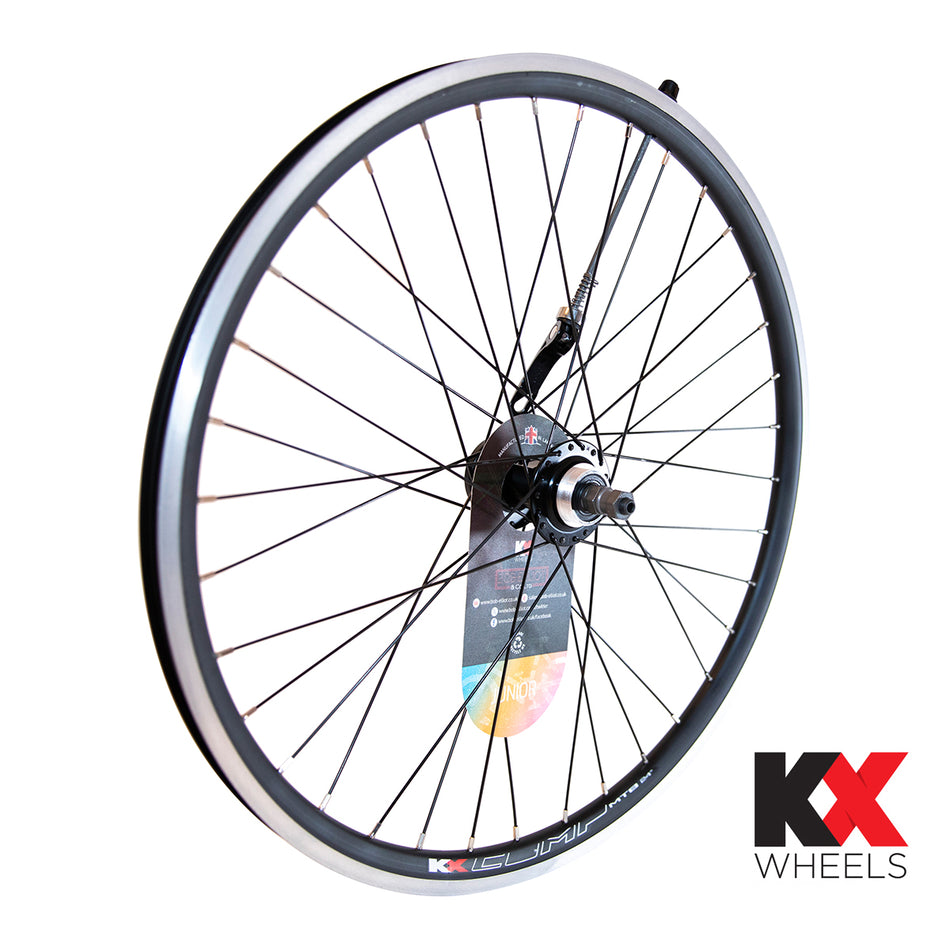 KX Junior 24 inch doublewall wheel displayed on a white background with black spokes and rim.