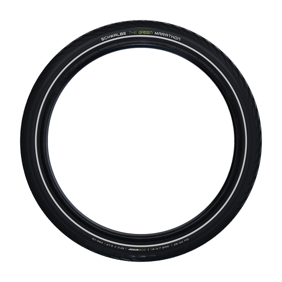 NEW Schwalbe Green Marathon City/Touring E-Bike Compatible Wired Bicycle Tyre in Black/Reflex