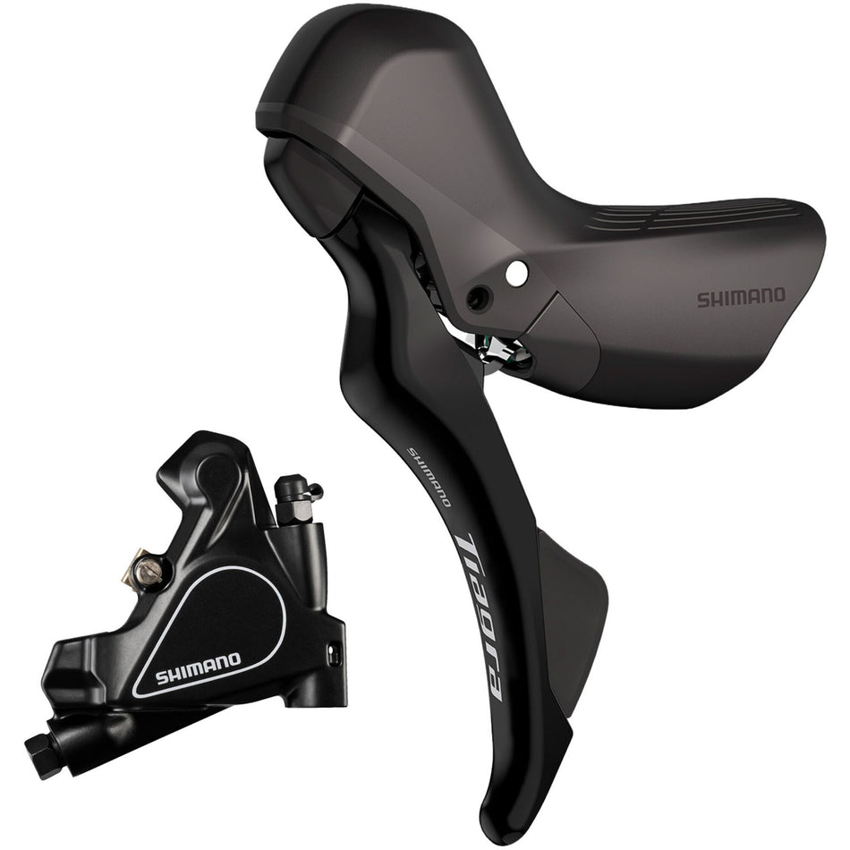Shimano Tiagra 11 speed hydraulic brake levers with BR-RS405 flat mount calliper