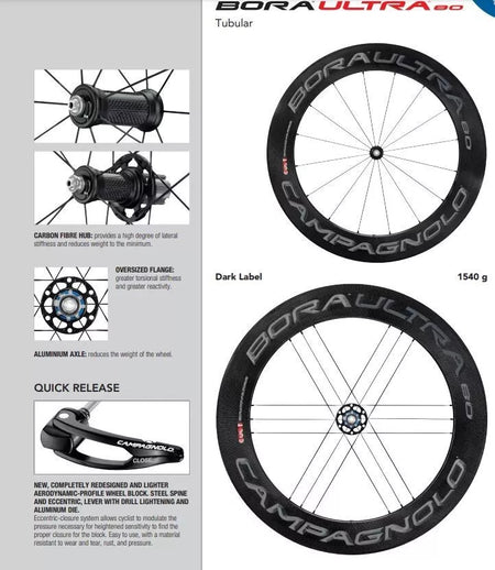 Campagnolo Bora Ultra 80 Tubular Rim Brake Carbon Wheelset - WH12-BOTFR80DK