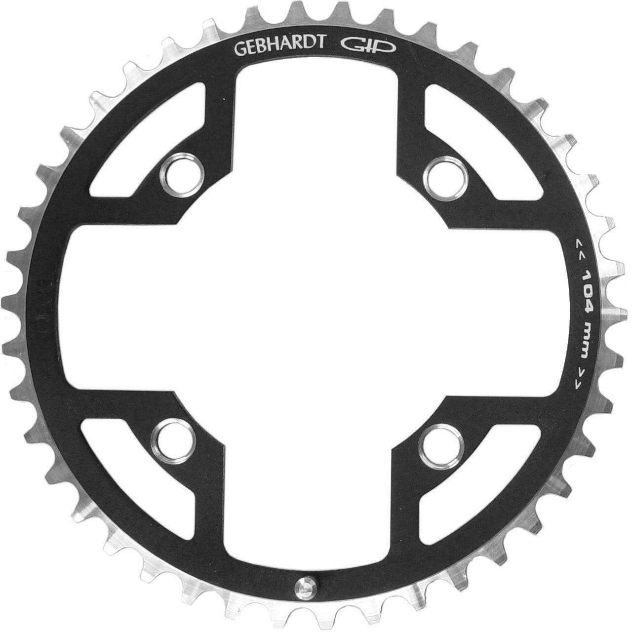 Gebhardt 3/32" 2mm Dural Chainring | 104BCD | Black | 4-Arm | All Sizes