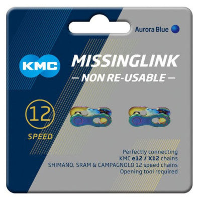 KMC 12NR  Missing Link For 12 Speed Chain 2 Pack | Aurora Blue
