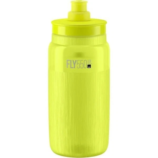 Elite Fly 550ml cycling water bottle bundle in fluro yellow color with a sleek design.