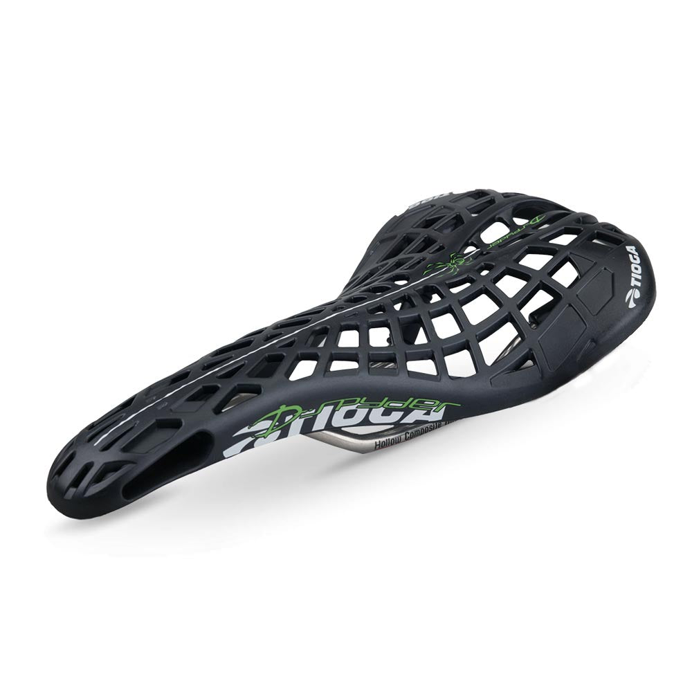 Tioga D-Spyder BMX Racing Saddle, ergonomically sculpted surface, Carbonite composite, ideal for BMX racing.