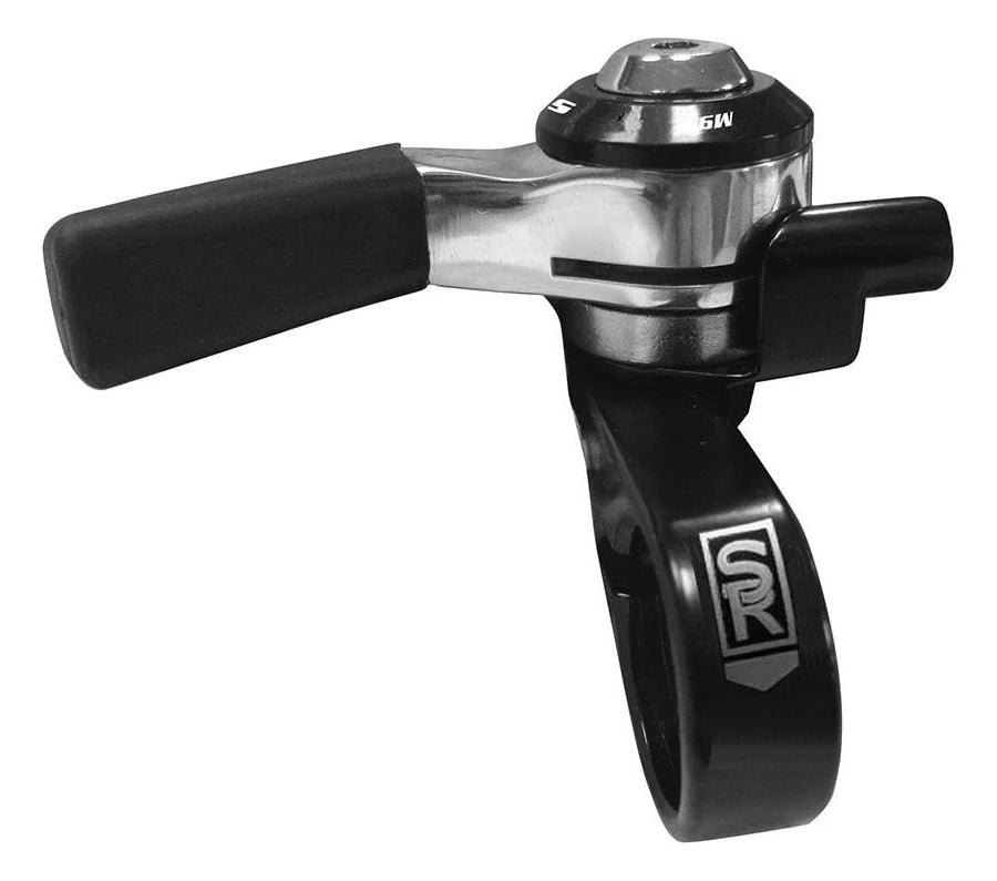 Sunrace left hand thumb shifter showcasing ergonomic design and durable materials for smooth gear shifting.