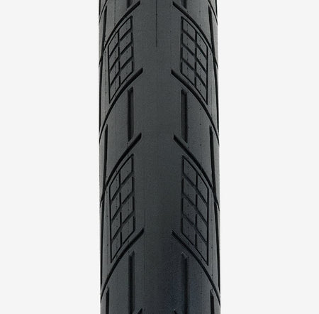 Tioga BMX street wired tyre 20x2.25 showing unique tread design for efficient rolling and grip.