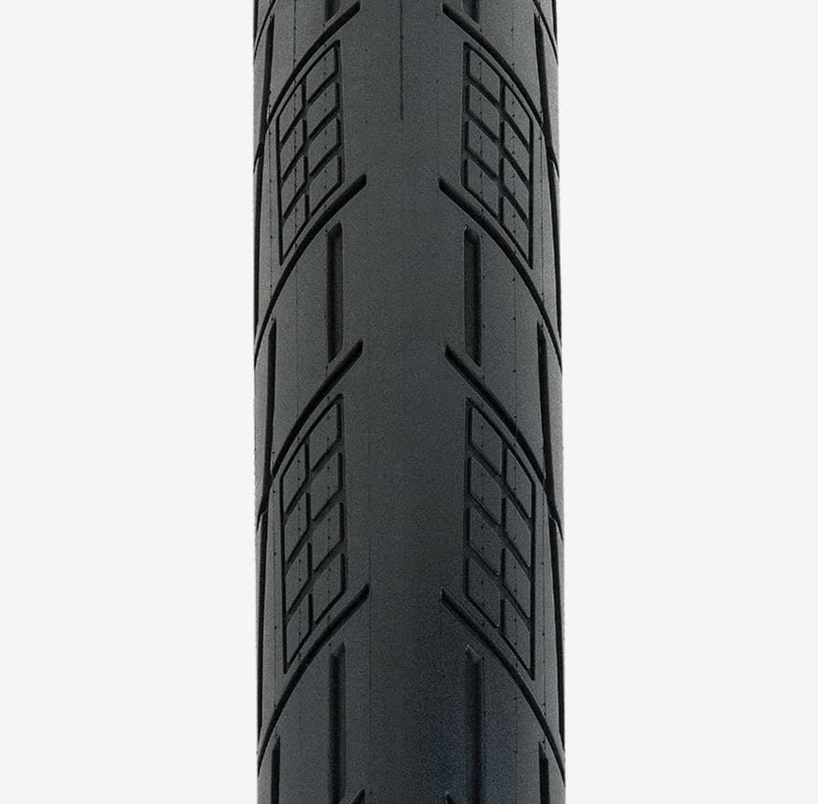 Tioga BMX street wired tyre 20x2.25 showing unique tread design for efficient rolling and grip.