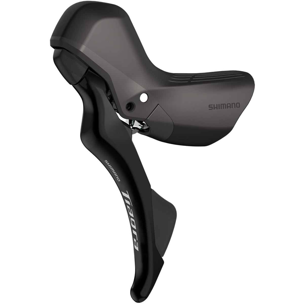 Shimano Tiagra hydraulic shift levers side view showcasing ergonomic design and advanced braking features.