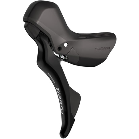 Shimano Tiagra hydraulic shift levers side view showcasing ergonomic design and advanced braking features.