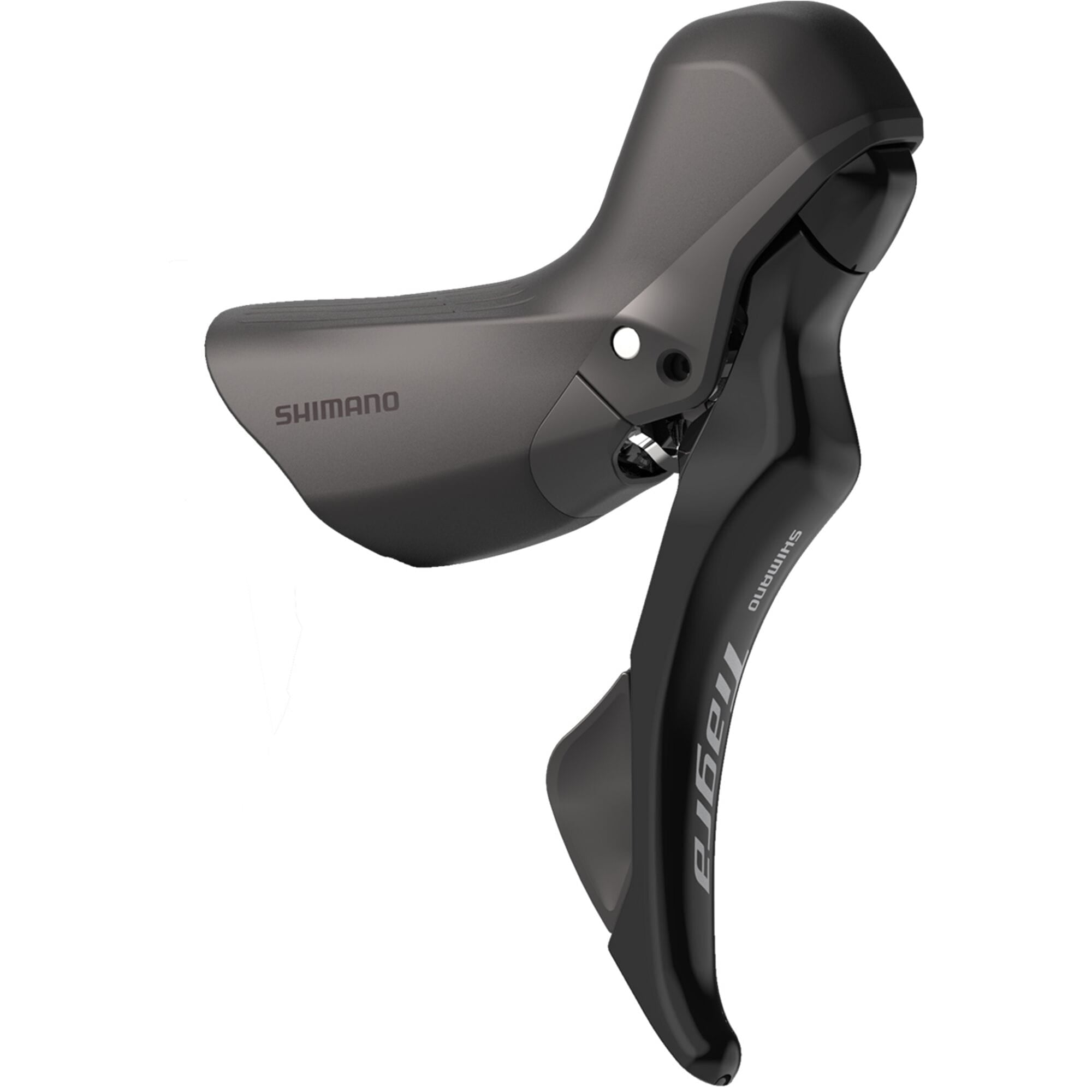 Shimano Tiagra hydraulic shift levers side view showcasing ergonomic design and controls for 11-speed shifting.
