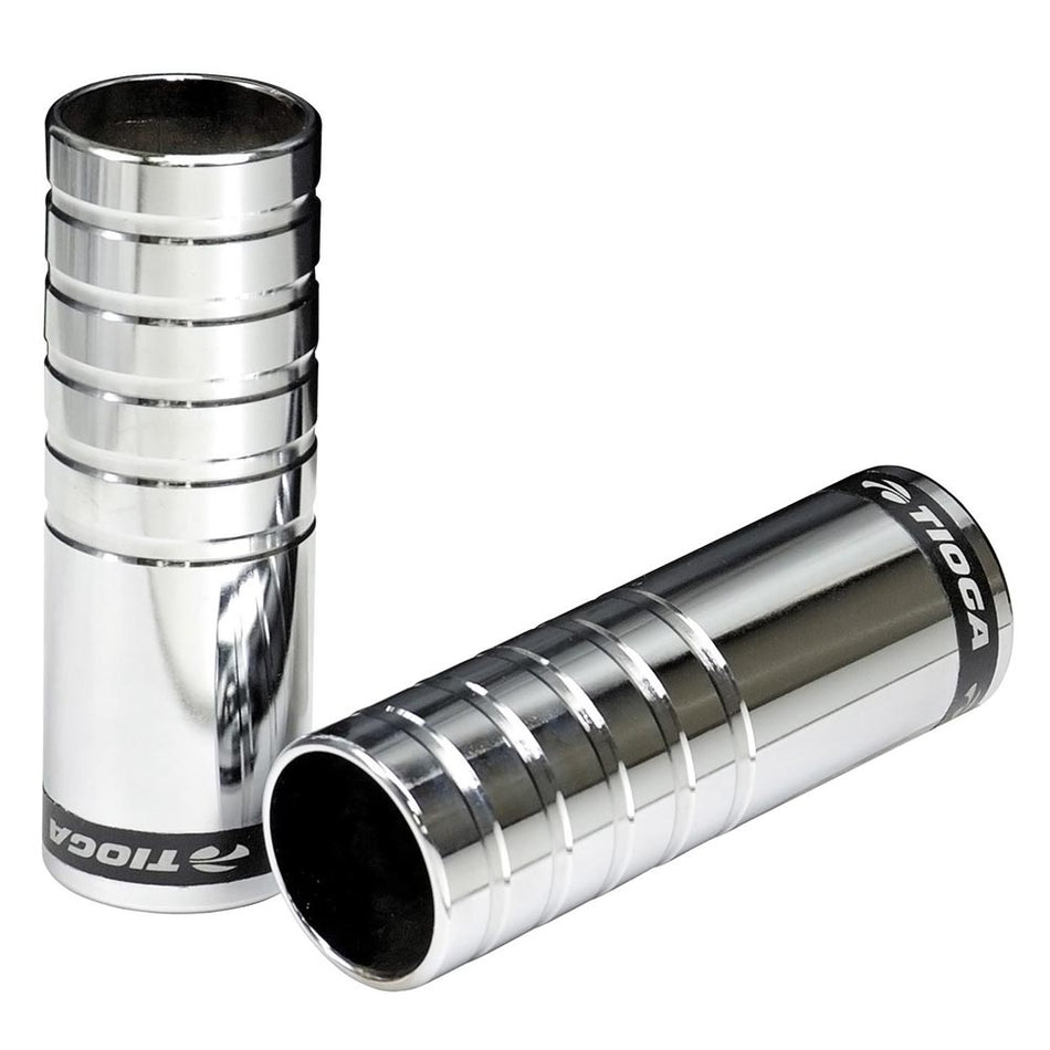 Tioga MX Comp BMX Semi Ribbed Bike Foot Pegs in Silver, 38x110mm size for BMX bike foot pegs enthusiasts.