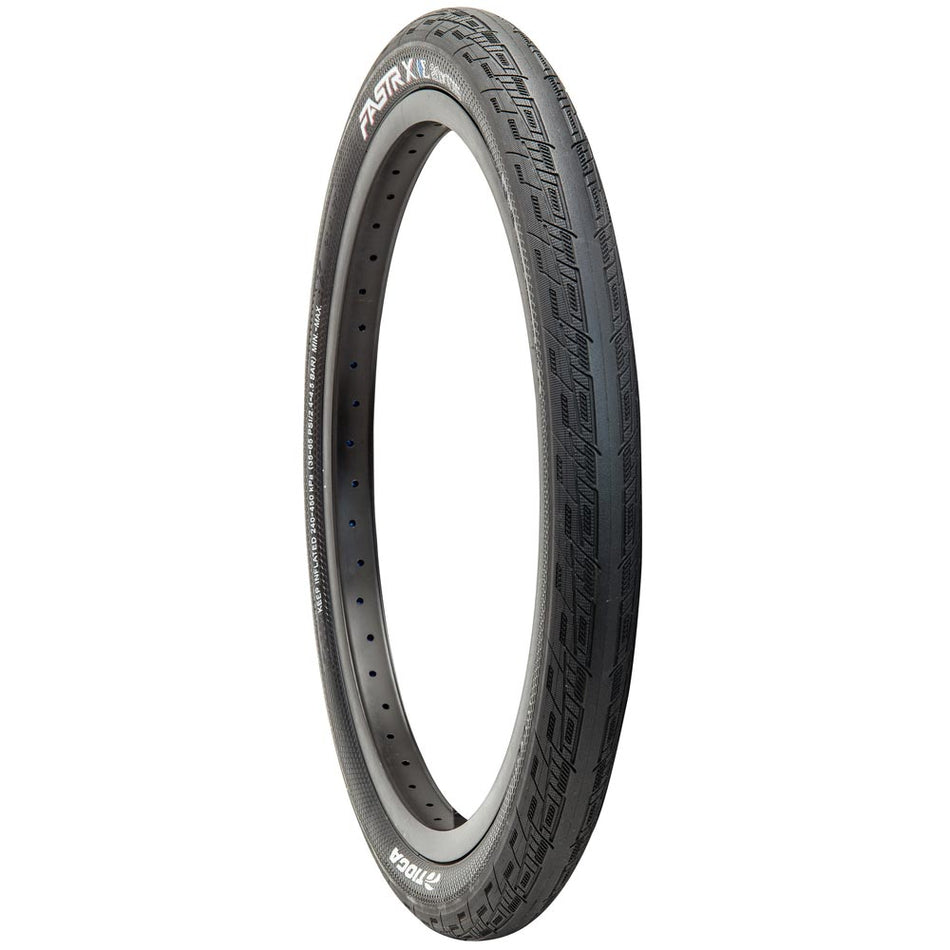 Tioga Fastr-X BMX race tyre, showcasing its versatile design and advanced grip features for optimal performance.