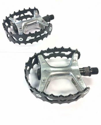 VP Components Bear Trap VP-747F Old Skool BMX 1/2" Pedals In Black/Silver For Single Piece Cranks